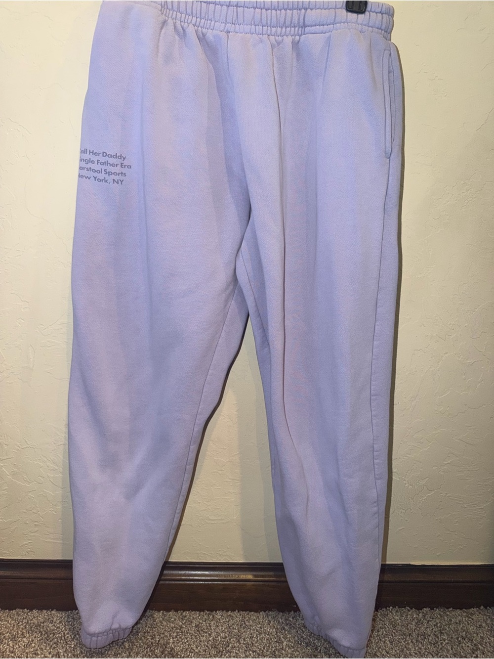 Barstool Sports Call Her Daddy lavender sweatpants medium warm winter jogger